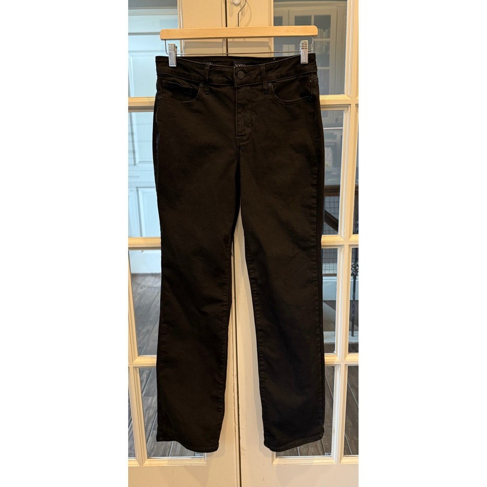 NYDJ Women's Classic Marilyn Straight Black Denim Stretch Jeans Size 8 Lift Tuck